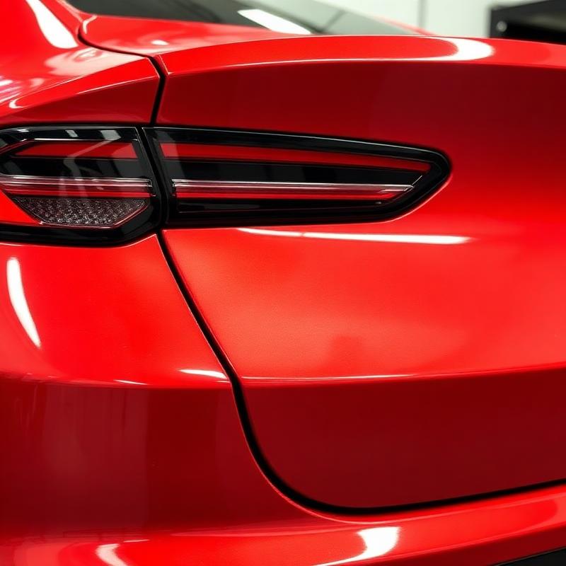 Traseira de carro vermelho com revestimento cerâmico